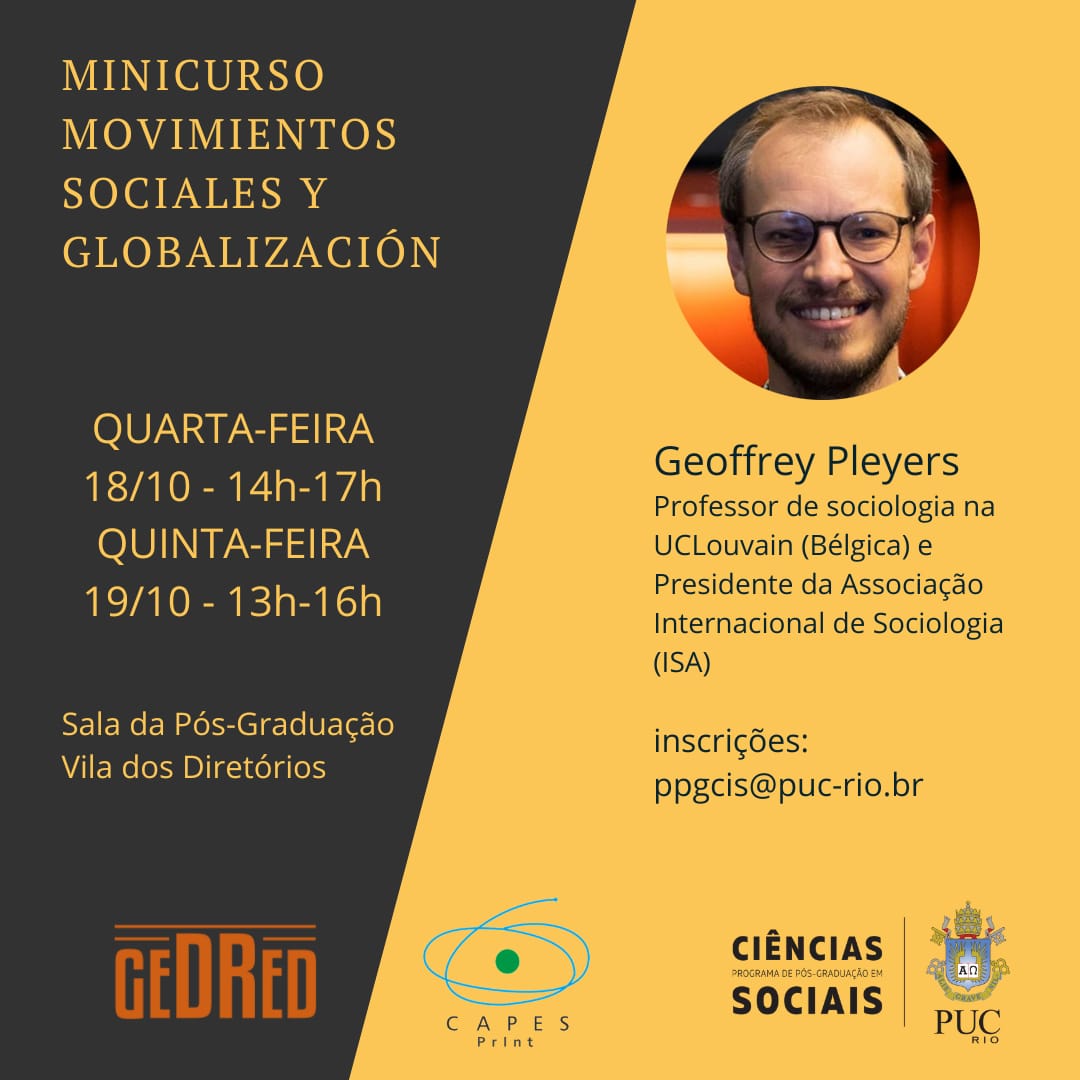 18 E 19/10/23 - MINI-CURSO: MOVIMIENTOS SOCIALES Y GLOBALIZACIÓN - PROF. GEOFFREY PLEYERS