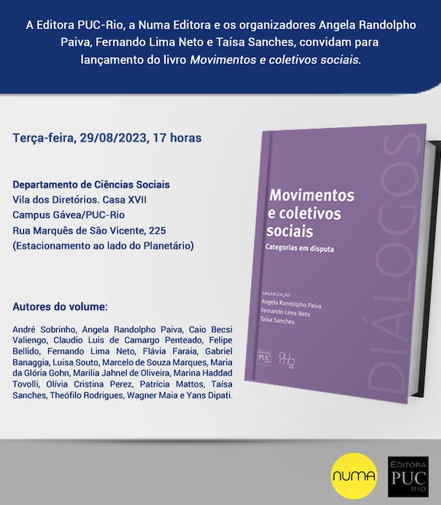 29/08/2023 - Lançamento do Livro: MOVIMENTOS E COLETIVOS SOCIAIS - Categorias em disputa