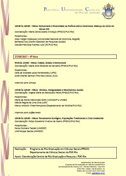 25 a 27/09/2017 – III Seminário Internacional “Desafios da Diversidade e da Desigualdade”