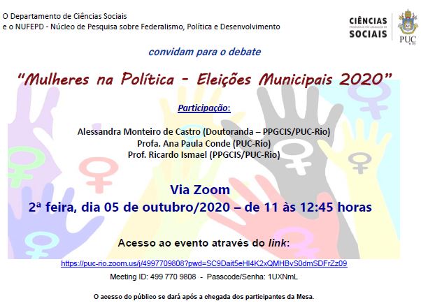 05/10/2020 - Debate: Mulheres na Política - Eleições Municipais 2020