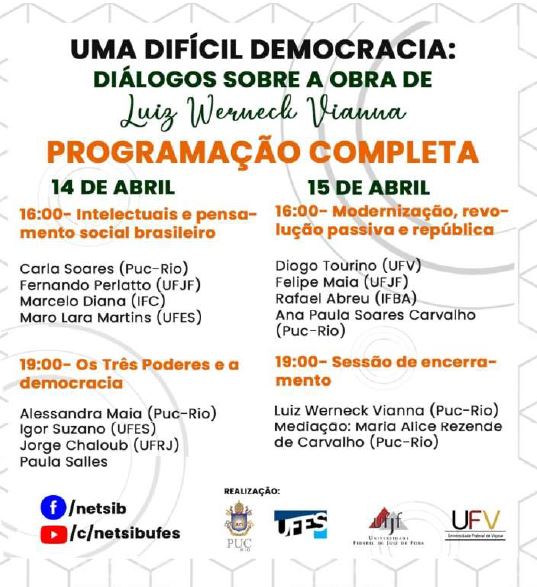 15/04/2021 - Uma difícil democracia: diálogos sobre a obra de Luiz Werneck Vianna